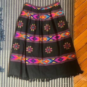 VINTAGE Mexican Embroidered Midi Skirt